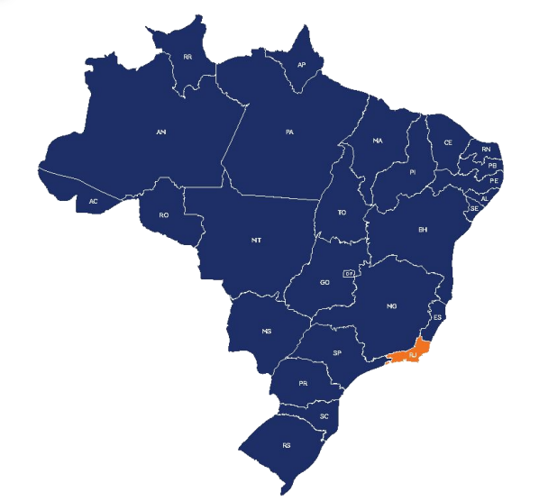 Mapa do Brasil com bases de atuação da UNIK